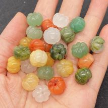Natural Stone Beads Pumpkin Shaped  Aquatic Agate Green Jewelry Making DIY Necklace Bracelet Earrings  Accessories
