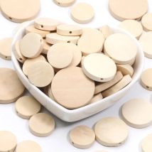 15/20/25mm Natural Colour Wood Flat Round Beads Blank Loose Spacer Beads For Jewelry Making Earrings Charm Diy Handicrafts