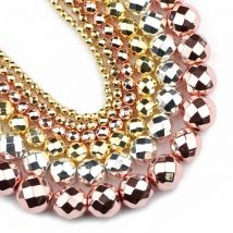 Rose Gold Color,Silver Plated,Faceted Round Hematite beads Natural Stone 2~10mm Loose beads Jewelry bracelet necklace Making DIY