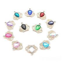 28*32mm 10Pcs Crown Rhinestone Buttons Gold Alloy Acrylic Button Wedding Decoration Diy Alloy Diamond Crystal Bow Accessories