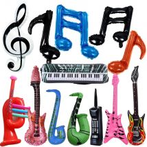 Disco Music Party Inflatable Foil Balloon Guitar Bass Saxophone Note Musical Instruments 80s 90s Hip Hop Birthday Party Decor