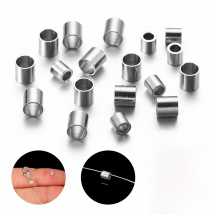 150/lot 1.5 2.0 2.5mm Stainless Steel Tube Crimp End Beads Stopper Spacer Bead For DIY Jewelry Making Necklace Findings Supplies