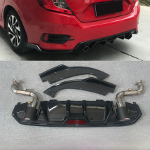 Side Rear Diffuser Spoiler Bumper Lip Exhaust Pipe Wide Body For Honda Civic 10th 2016 2017 2018 2019 2020 Tuning Accessories