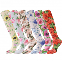 Fashion Trend Flower Print Harajuku Knee Socks Summer Rose Small Daisy Calf Socks Japanese Wild High Tube Sweet Stockings Women