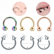 1PC Titanium Nose Piercing Hoop Septum Earrings Internal Thread 16G Circular Barbell Horseshoe Ring Tragus Helix Pircing Jewelry