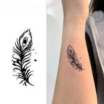 3 pcs Feather Temporary Tattoo,Lasts To 15 Days New Technology Magic Waterproof Semi Permanent Sticker.