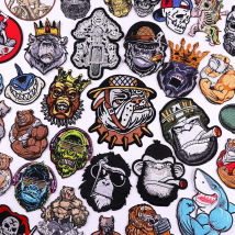Smoking Monkey Embroiodery Patch Rock/Animal /Biker Patch Iron On Patches For Clothing thermoadhesive Patches On Clothes DIY