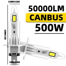 Fari LED H1 500000 LM 6000K 500W 16PCS 7585 CSP Luce alta e bassa Turbo Auto Light 1: 1 Fanless Mini 12V H7 H4 + 600% Luminoso 24v