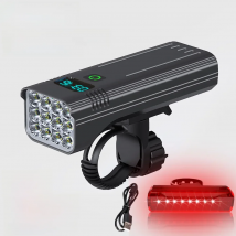 TRLIFE 12LED 10000MAH Bike Light USB Rechargeable Bicycle Light Waterproof MTB Bike Accessories and Rear Lights Set