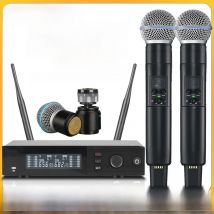Top Quality！SLXD4 Professional Dual Wireless Microphone Stage Performance 2 Channels 600-699MHz UHF Karaoke Metal Handheld SLXD2