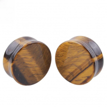 A Pair Ear Expander Body Piercing Jewelry Yellow Tiger Eye Organic Flesh Tunnels Stone Ear Plugs Ear Gauges Expander Stretcher