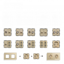 BSEED EU Glass Panel and PC CAT5 Internet USB Sockets ST TV Function Parts Power Outlets Wall Mounted DIY Free Combination