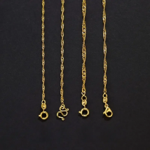 MxGxFam ( 40 cm 60 cm * 1 / 2 mm) Fashion Pure Gold Color Water Wave Chain Necklace For Men Women Lead and Nickel Free