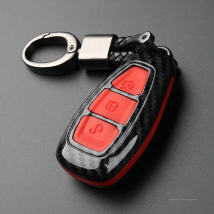 Carbon Fiber Car Styling Key Remote Key Fob Case Cover Keychain holder for Ford Fiesta Focus 3 4 MK3 MK4 Mondeo Ecosport Kuga Fo