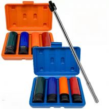 Breaker Bar 1/2" Dr 24" Long Strong Arm Power Bar 600mm and 4PCS Wheel Nut Socket Set 17-36MM with Case
