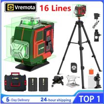 Vremota-Nivel láser profesional 4D, 16 líneas, poste de sujeción de línea automático, pared 360, haz verde superpotente Horizontal y Vertical