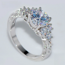 ZDADAN 925 Sterling Silver 8MM Zircon Finger Ring For Women Fashion Wedding Jewelry Accessories Wholesale