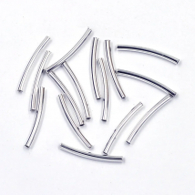 50Pcs Spacer Beads Tube Curved Smooth Copper Silver Plated DIY Necklaces Jewelry Making Accessories 2x20mm