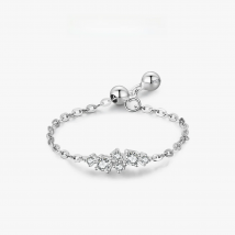 Ailmay 925 Sterling Silver Simple Geometric Design Free Size Ring For Women Shiny CZ Link Chain Adjustable Rings Fine Jewelry