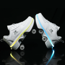 New Dual-purpose Roller Skating Deformation Shoes Double Row Roller Skating Shoes Modified Version Four-wheel Running Shoes