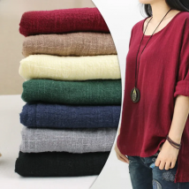 Soft Thin Solid Color Linen Cotton Fabric Organic Material Natural Flax Eco DIY Sewing Dress Clothes Patchwork Fabrics 50x130cm