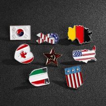 Korea, Italy, Germany, United States, Canada countries flag badge, wholesale