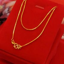 24K Yellow Gold Color Charm Necklaces For Women 1mm Snake Chain Necklace 18 inch Collier Femme Wedding Jewelry Accessories Gifts