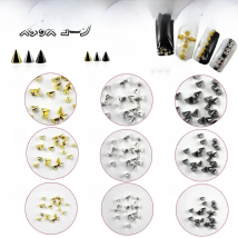 TSZS 1/2/3mm Spikes On Nail Metal Studs Conical Shape Punk Style Halloween Nail Charms Flat Back Rivets 3D Alloy Nail Decoration