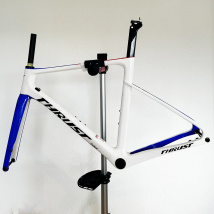 THRUST t1000 Carbon-Rennradrahmen, weiß-blaue Scheibenbremse, Fahrradzubehör, 2 Jahre Garantie,