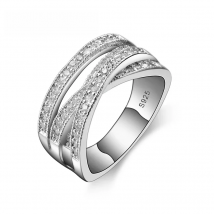 Fashion Women Men Rings 925 Sterling Silver Color Jewelry Crystal Inlay Overpass Cross Bague Bijoux Dropshipping 5-13
