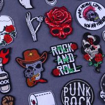 Rock and Roll Thermoadhesive Clothing Patches Iron-on Embroidery Fusible Thermal Sticker for Clothes Favor Sew On Patch DIY
