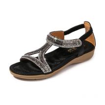 BEYARNES Summer Women Flat Gladiator Sandals Shoes Woman Bohemia Flip Flop Crystal Weave Casual Beach Sandals