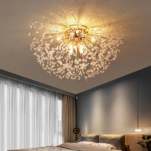 LED G9 Firework Chandelier Dandelion Pendant Lamp Living Room Bedroom Ceiling Light with Crystal Branches for Room Decor Lustre