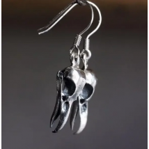 Crow Raven Bird Skull Earrings Gothic Animal Witch Ear Wizard Halloween Goth Jewelry