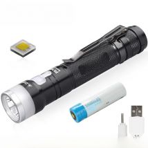 EAGTAC PX30LC2-DR Diffuser XPL HI LED 1760 Lm USB Rechargeable Flashlight Nichia 219C 18650 Included CR123A Camping Reading