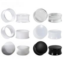 EARKUO Simple Ear Piercing Plugs Tunnels Transparent White Black Acrylic Earring Gaugues Expanders Body Jewelry For Unisex 2PCS
