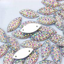 Cong Shao 9*20/11*24/15*29mm Marquise Shine Crystal AB Color Silver Base Sew On Rhinestone Sew On Stones Buttons Garment WC42