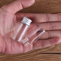10pcs 10ml 22*50mm Clear Glass Bottles with Aluminum Caps Tiny Empty Glass Jars DIY Crafts Vials Tiny Glass Jars