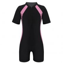 Children One-piece Swimwear Stand Collar Short Sleeves Color Swimming Bathing Suiti Short Rash Guard Jumpsuit Cool Kids Swimsuit