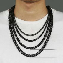 Basic 3/5/7/9/11mm Miami Curb Chain Necklace for Men Women Anti Allergy Stainless Steel Classic Punk Male Jewelry Gift KNM08A