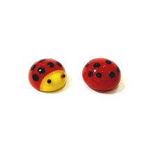 2pcs Kawaii Mini Glass Ladybug Figurine Cute Tiny Insect Animal Ornaments Home Desktop Fairy Garden Bonsai Micro Landscape Decor