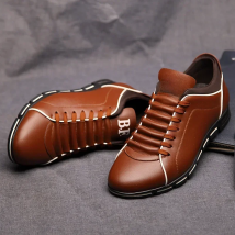 Leather Casual Shoes for Men Breathable Business Shoes Male Sneakers British Dress Shoe Flat Working Footwear Plus Size 48 Tenis