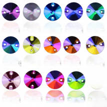 QL colorful Round rivoli sewing rhinestones AB  flatback glass crystal sew on rhinestone стразы for DIY wedding dress accesssior