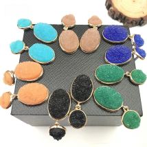 CXQD Simple Fashion Alloy Gold Color Plating Circle Oval Shape Imitation Resin Earrings for Women Accessories Jewelry Gifts