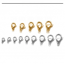 20pcs/lot 9-19mm Full Size 316 Real Stainless Steel Lobster Clasp Wholesale Finding Jewelry Supplies