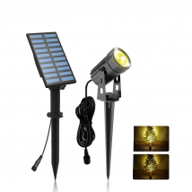 T-SUN LED Landscape Solar Spotlights Waterproof Outdoor Solar Lights Auto ON/OFF Solar Wall Lights for Garden Driveway Pathway