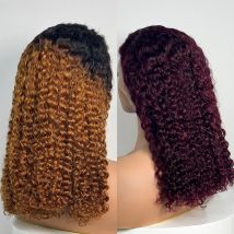 250% Density Double Drawn Ombre 12A 18 Inches Water Wave Curly Human Hair Wigs 13x4 Transparent Lace Frontal Hair Wig for Women