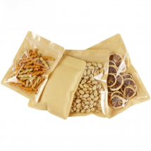 50/100PCS Flat Clear Front Kraft Paper Ziplock Bag DIY Matcha Cocoa Snack Powder Beans Spice Gift Resealable Packaging Pouches