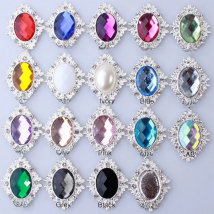 Sell hot 10Pcs 25X32MM Decorative Jewelry Accessories Diy Metal Rhinestone Craft Component Flatback Crystal Horse eye Mix Color