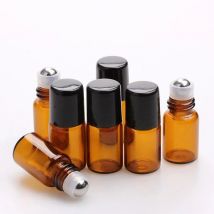 5PCS/Pack 1ml 2ml 3ml Essential Oil Roller Bottles Portable Refillable Liquid Perfume Amber Glass Bottle